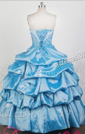 Pick-ups and Beading Accent Blue Dresses 16 with Drapped Skirt