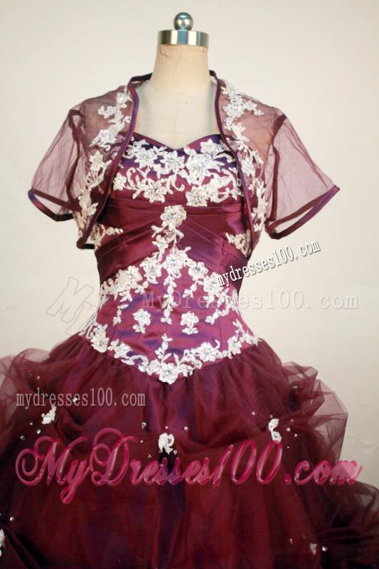 2013 Hot Sweetheart Floor-Length Burgundy Quinceanera Dress Beaded