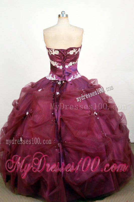 2013 Hot Sweetheart Floor-Length Burgundy Quinceanera Dress Beaded