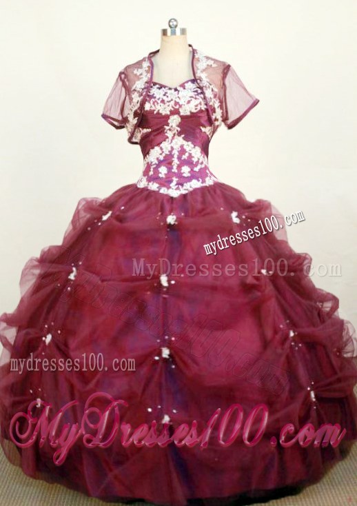 2013 Hot Sweetheart Floor-Length Burgundy Quinceanera Dress Beaded