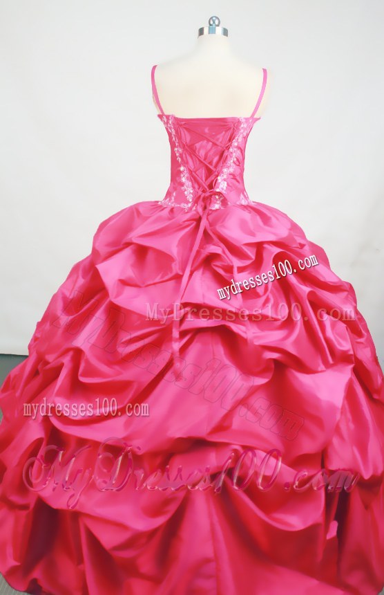 Hot Pink Appliques Beaded Quinceanera Dresses with Tiers Of Pick-Ups
