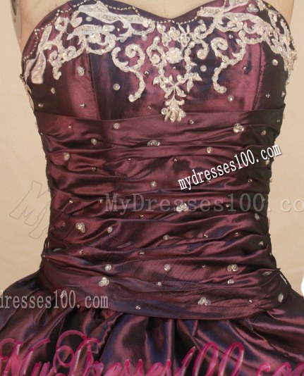 Pick-ups Layers Appliques Quinceanera Dresses in Dark Purple