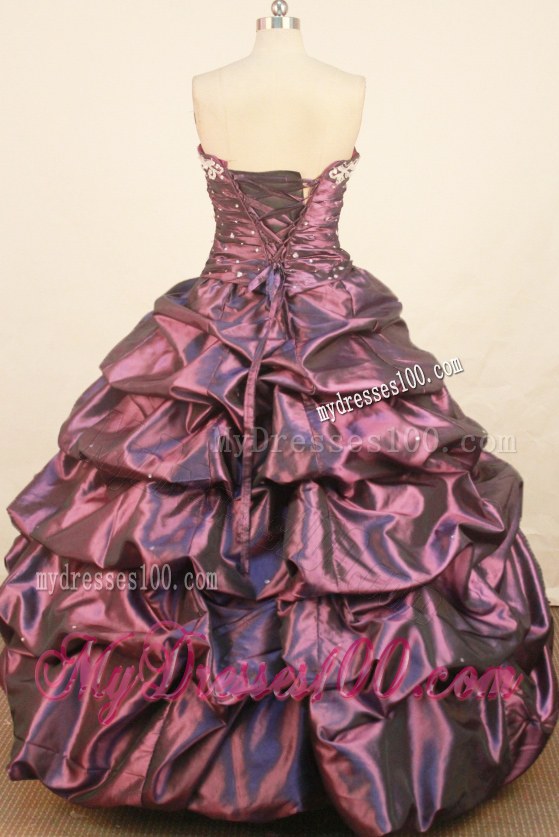 Pick-ups Layers Appliques Quinceanera Dresses in Dark Purple