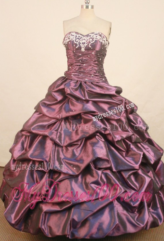 Pick-ups Layers Appliques Quinceanera Dresses in Dark Purple