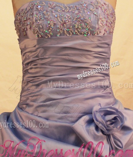 Handle-made Flowers Pick-ups Appliques Quinceanera Gown in Lilac