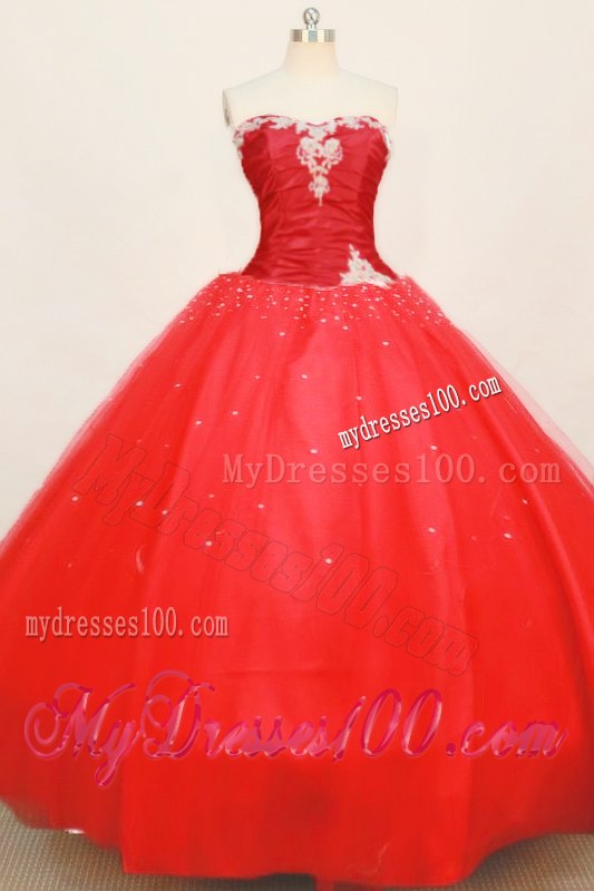 Ruched Sweetheart Appliques Decorated Long Quinceanera Dresses