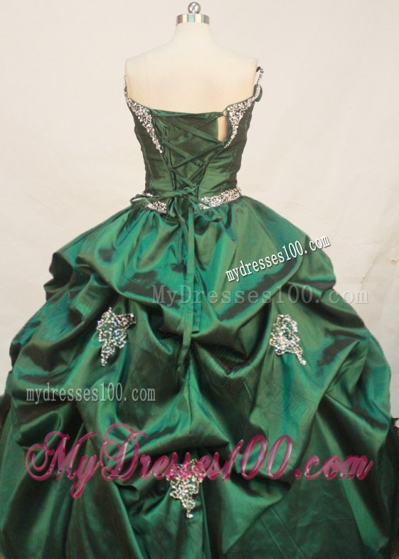 Emerald Green Off-the-shoulder Beading Sweet 16 Party Dresses