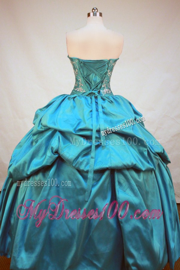 Appliques and Pick-Ups Accent Sweet 16 Quinceanera Dress in Teal