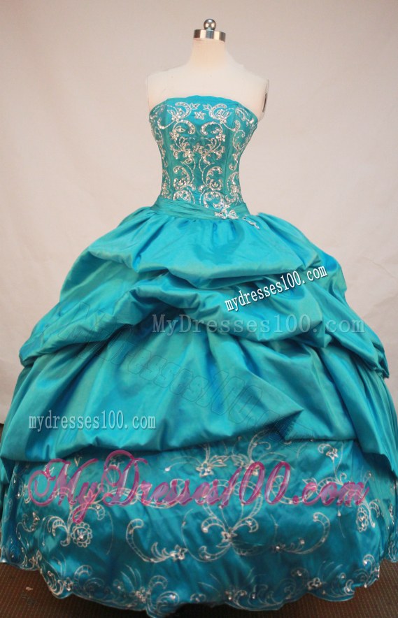 Appliques and Pick-Ups Accent Sweet 16 Quinceanera Dress in Teal