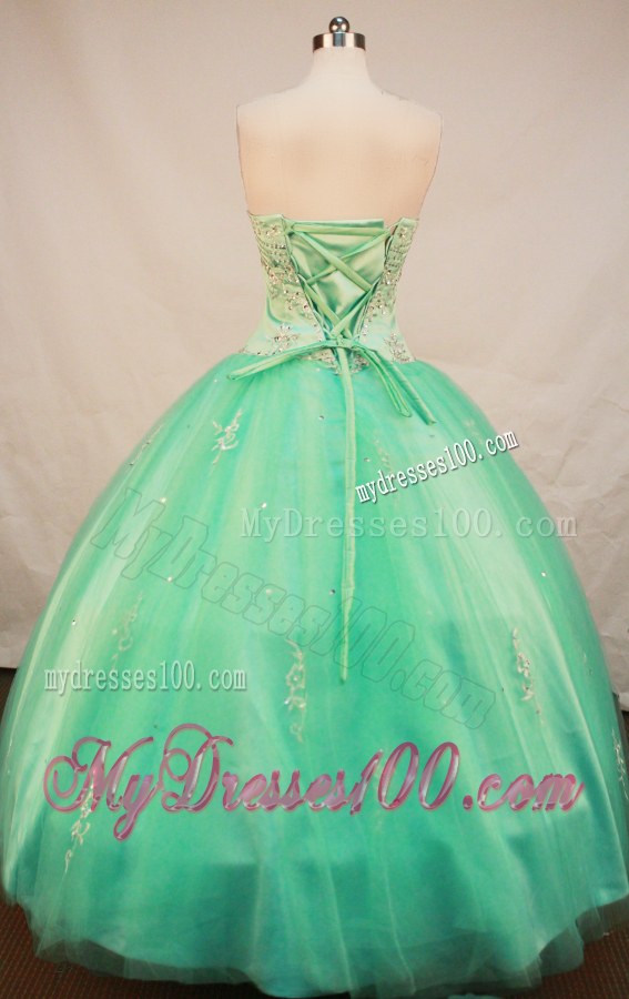 Sweetheart Beaded and Appliqued Apple Green Quinceanera Dress