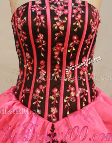 Appliques Corset Back Puffy Watermelon Sweet 16 Dresses