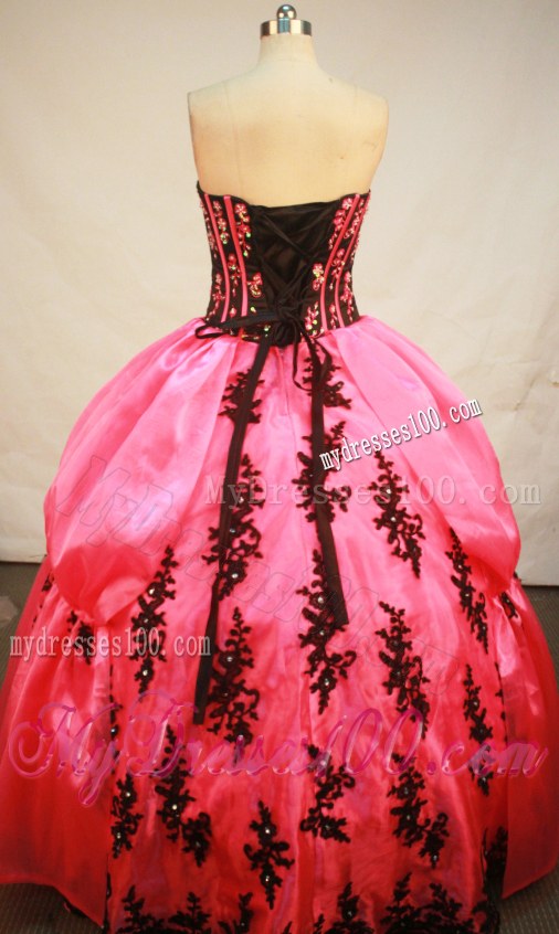 Appliques Corset Back Puffy Watermelon Sweet 16 Dresses