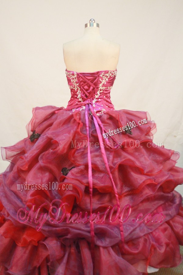 Ritzy Red Strapless Floor Length Pick-ups Quinceanera Dresses Hot Sale