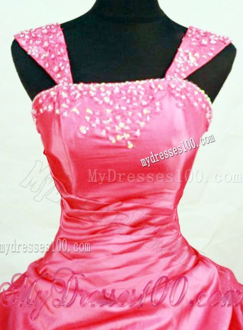 Straps Ball Gown Dress for Quince with Pick-ups and Qppliques