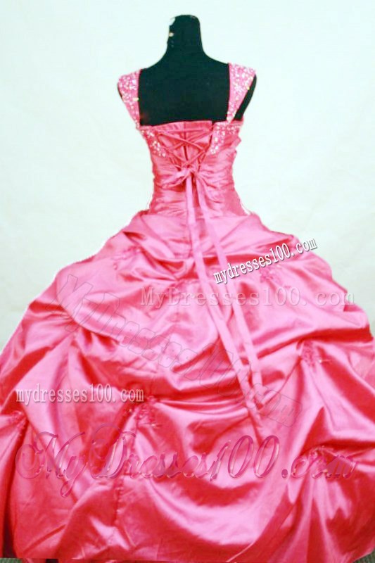 Straps Ball Gown Dress for Quince with Pick-ups and Qppliques