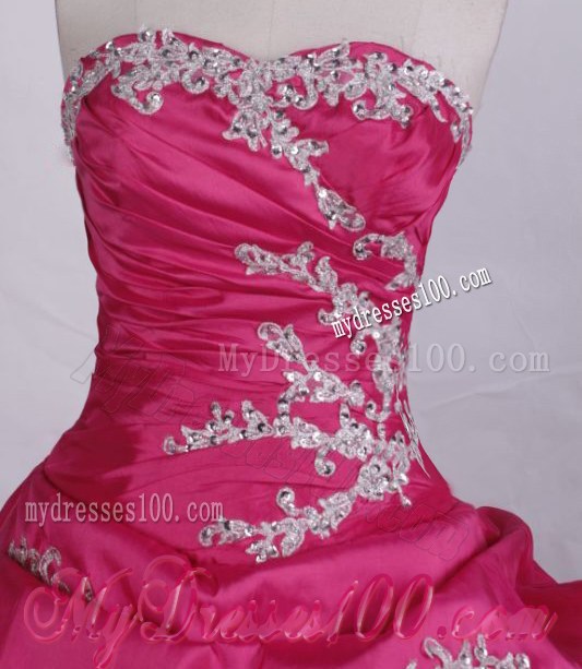 Beading Appliques Quinceanera Party Dress with Hand Made Flowers