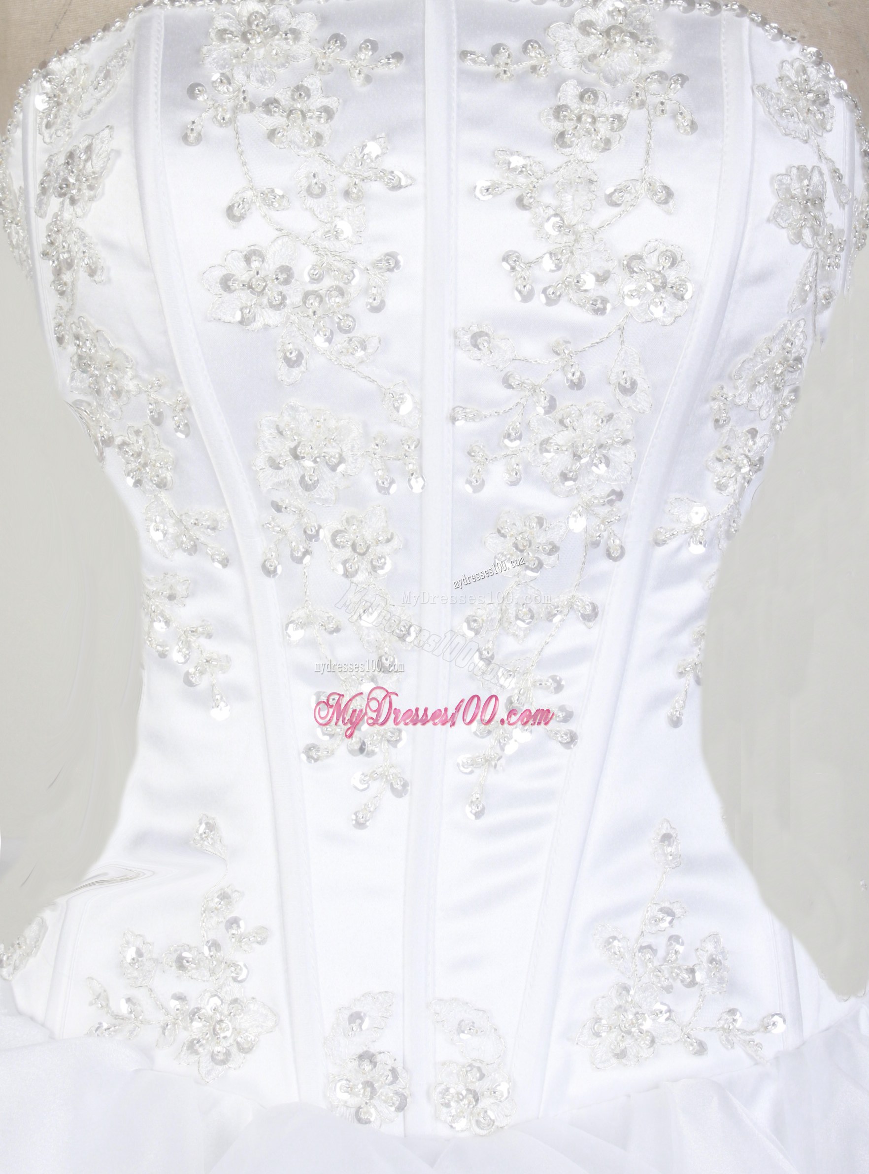 Asymmetrical Beaded Dress for Quinceanera in White Organza