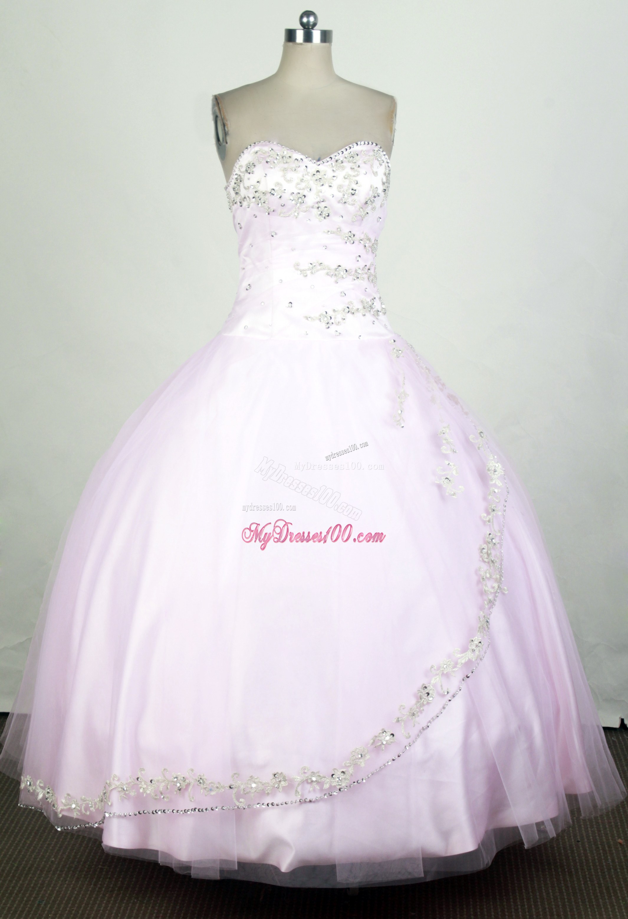 Sweetheat Appliqued Quinceanera Dress in Baby Pink
