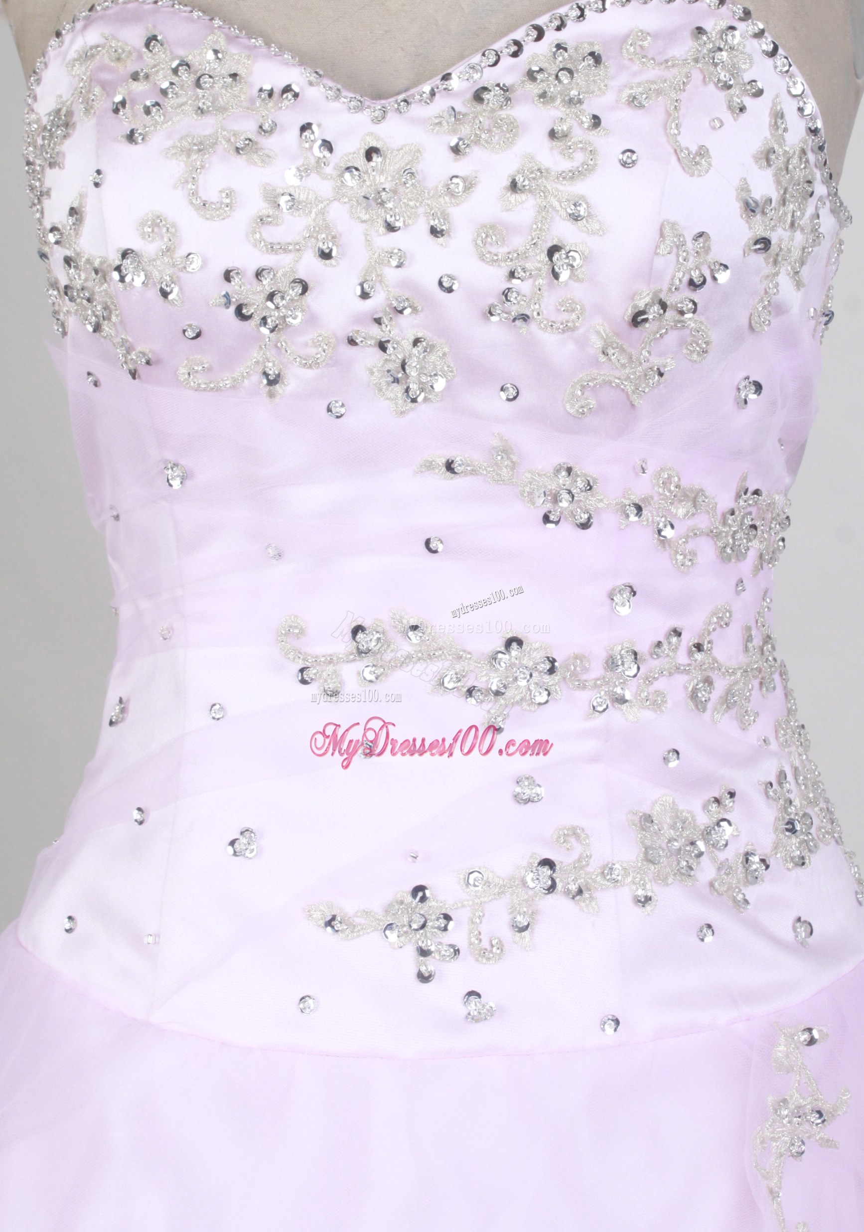 Sweetheat Appliqued Quinceanera Dress in Baby Pink