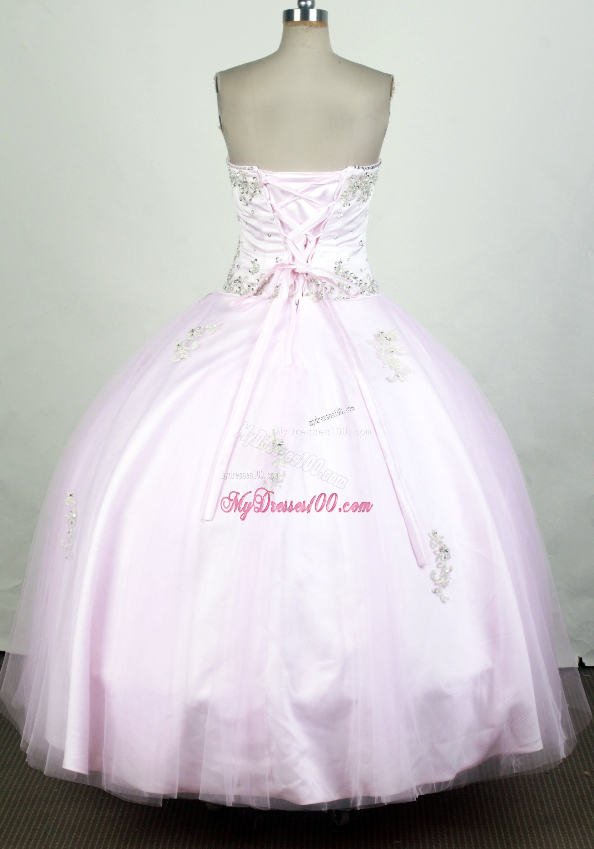 Sweetheat Appliqued Quinceanera Dress in Baby Pink