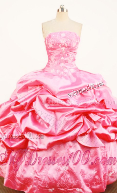 Embroidery and Pick-ups Accent Quinceanera Dress in Hot Pink