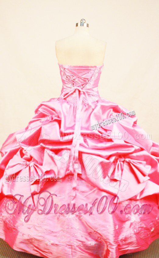 Embroidery and Pick-ups Accent Quinceanera Dress in Hot Pink