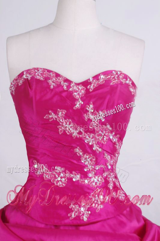 Hand Made Flowers and Pick-ups Beaded Appliques Quinceanera Dress
