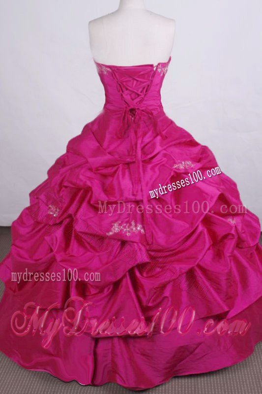 Hand Made Flowers and Pick-ups Beaded Appliques Quinceanera Dress
