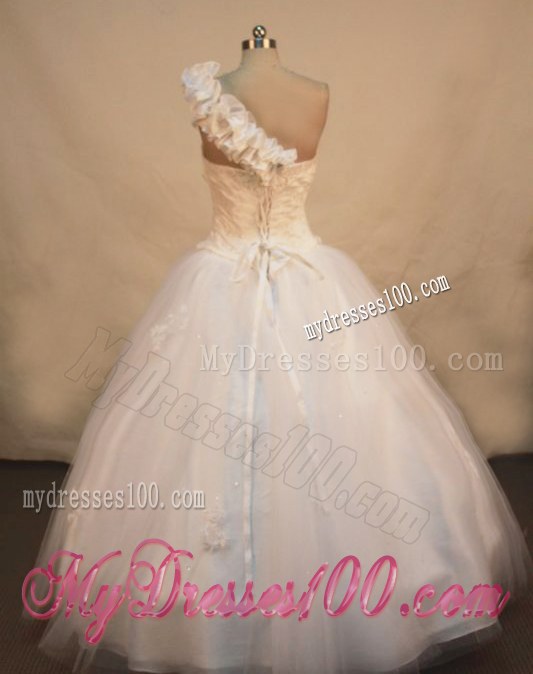 Petal one Shoulder Ruching and Appliques Dress for Sweet 16