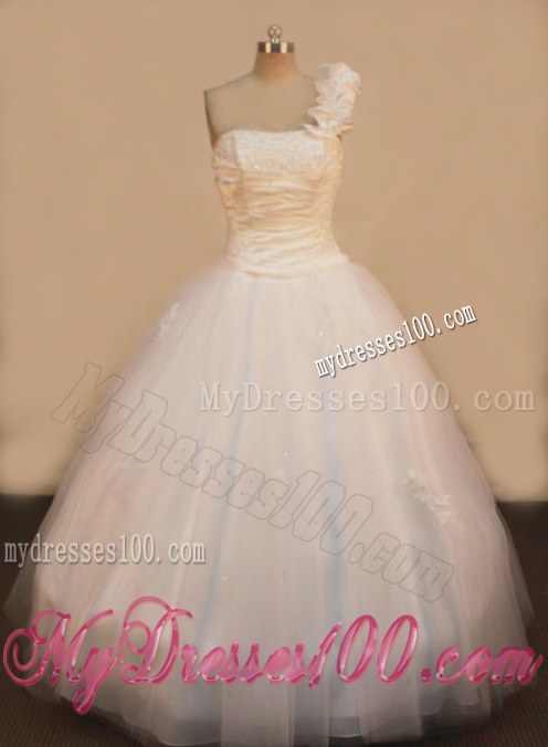 Petal one Shoulder Ruching and Appliques Dress for Sweet 16