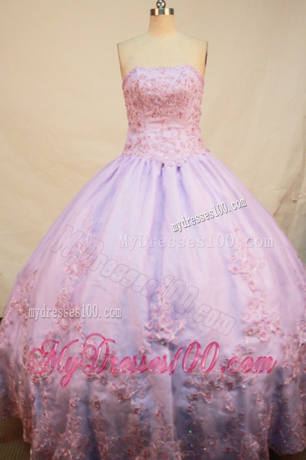 Pretty Zipper-up Strapless Puffy Lilac Quinceanera Gowns for Girls