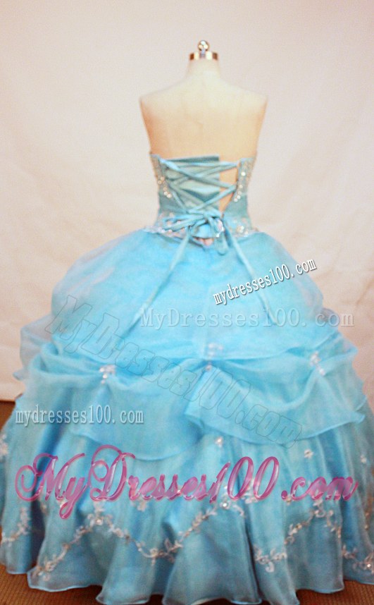 Adorable Aqua Blue Lace Hem Beading Quinceanera Gowns for Girls