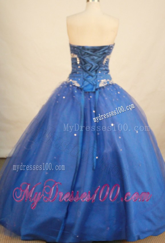 Blue Strapless Beaded Embroidery 2013 Discount Dress for Sweet 15