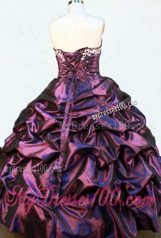Taffeta Appliques Pick-ups Dark Purple 16th Birthday Party Dress