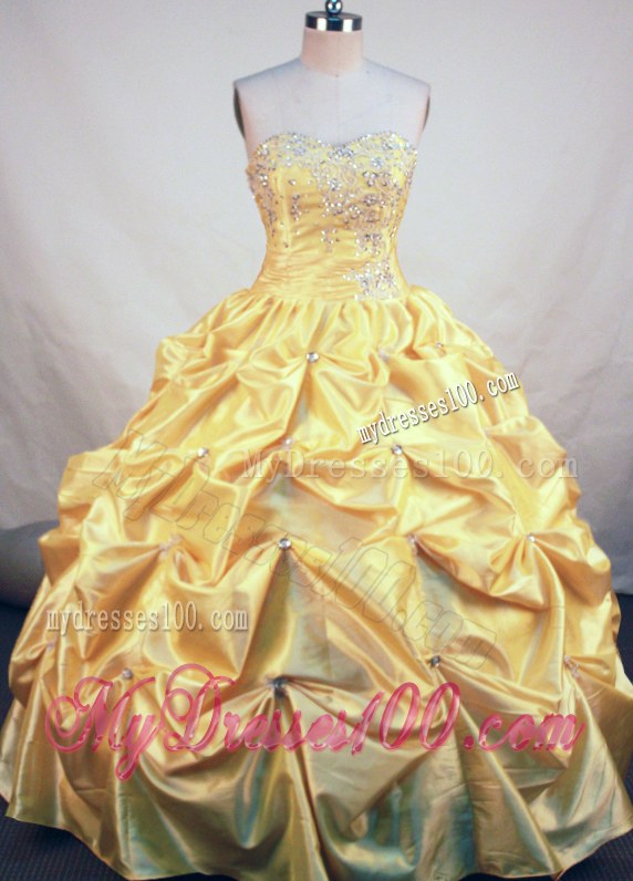 Taffeta Pick-ups Ball Gown Quinceanera Dress with Silver Sequins