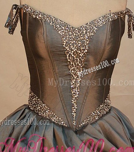Elegant Off the Shoulder Taffeta Beading Quinceanera Dress