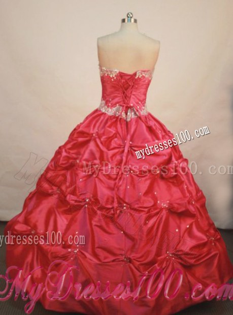 Romantic Beading Decorated Lace Flowers Sweet 16 Dresses in Red