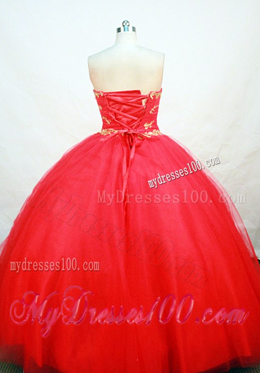 Red Strapless Lace 2013 New Sweet 16 Dress with Tulle for Party