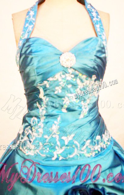 Sweetheart Neckline Embroidered Top Quince Dress in Teal
