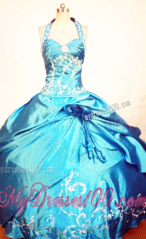 Sweetheart Neckline Embroidered Top Quince Dress in Teal