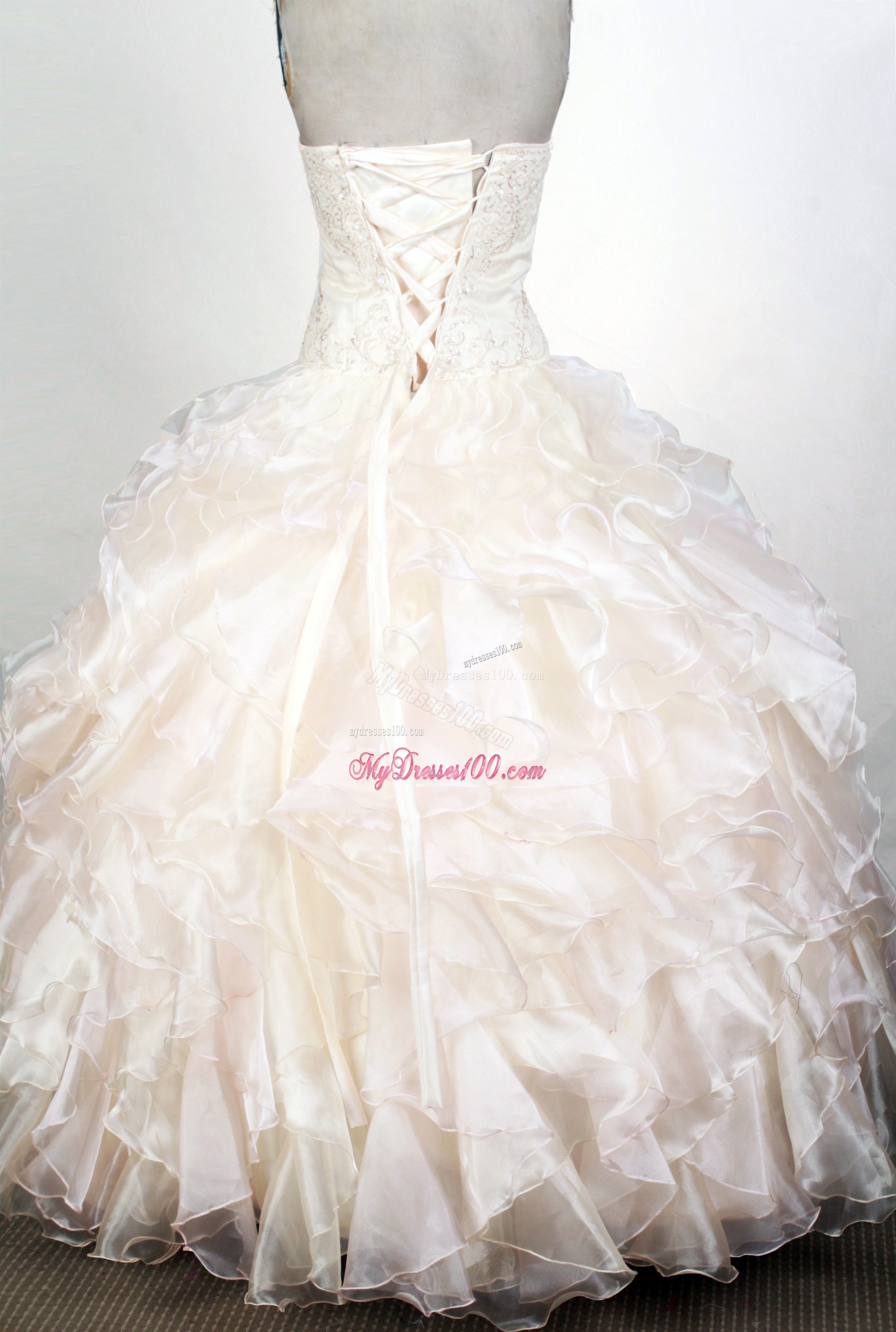 Ruffled Layers Sweetheart Sweet sixteen dresses with Beaded Appliques