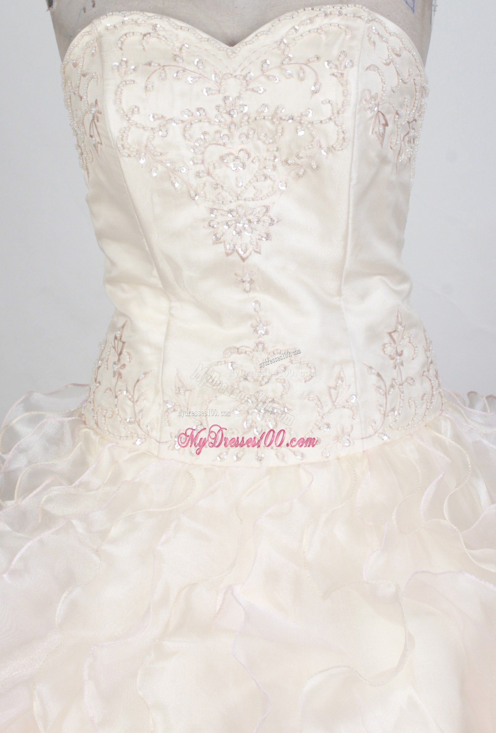 Ruffled Layers Sweetheart Sweet sixteen dresses with Beaded Appliques