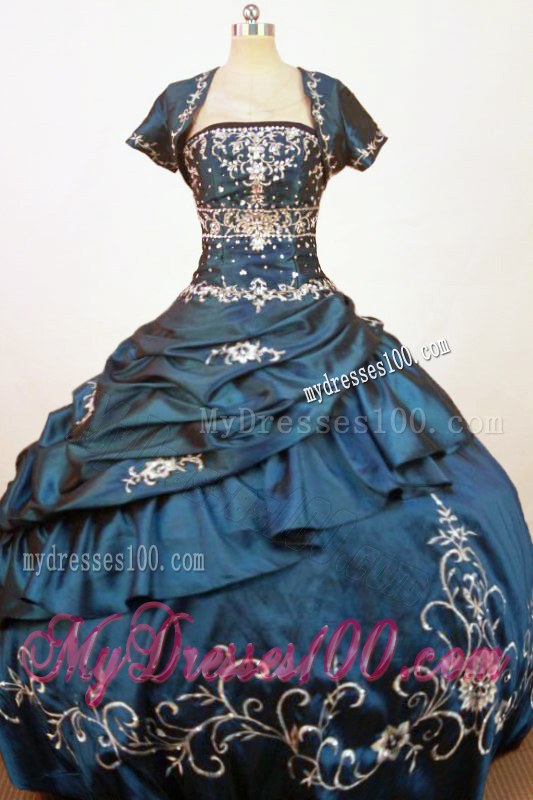 Exquisite Navy Blue Strapless Beading and Embriodery Quinceanera Dress