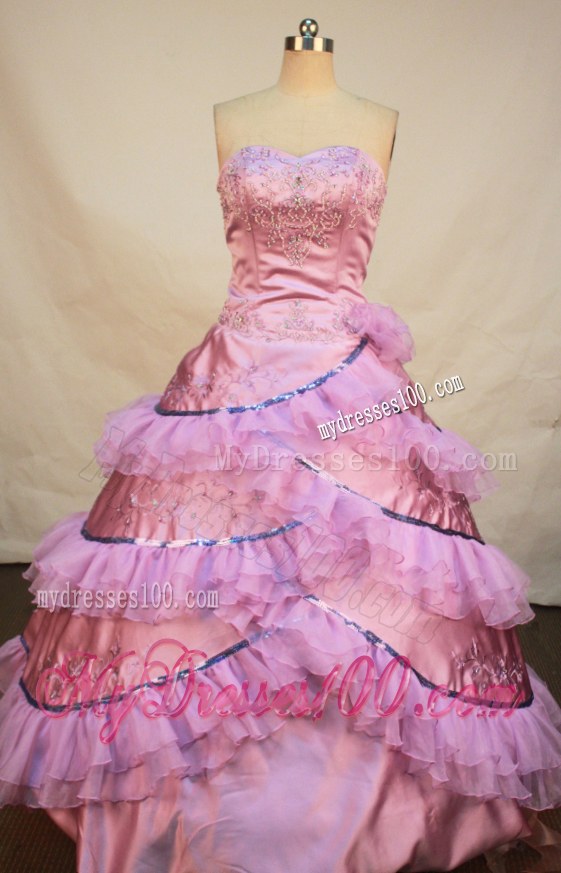 Lavender Appliques Sweetheart Quinceanera Dresses with Layers