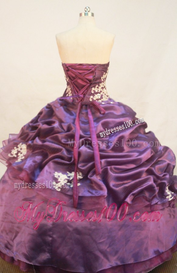 Appliques and Pick-ups Dcorate Quinceanera Gowns in Purple