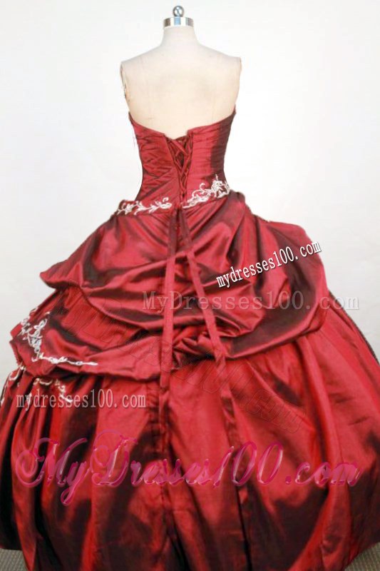 Exquisite Long Red Strapless Appliques Quinceanera Gown Dresses