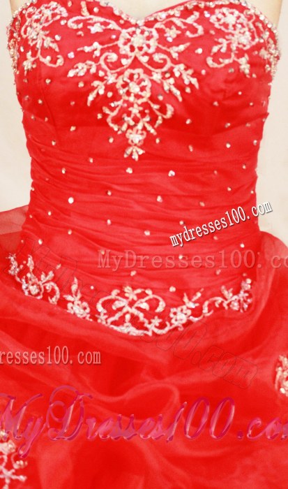 Red Ball Gown Quinceanera Dresses with Beading and Pick-ups