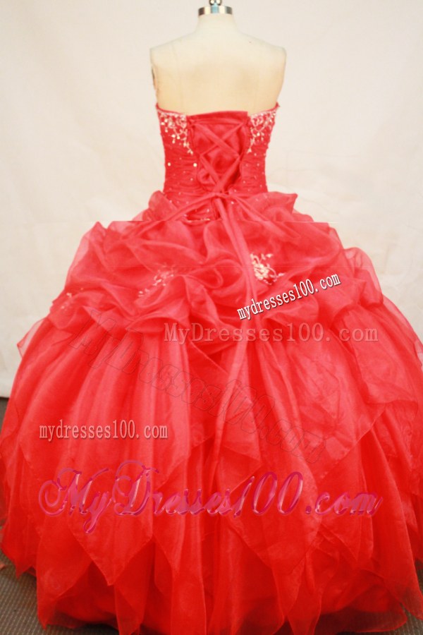 Red Ball Gown Quinceanera Dresses with Beading and Pick-ups
