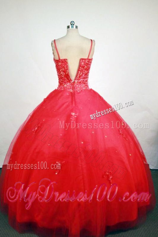 Spaghetti Straps and Bateau Ball Gown Quinceanera Dresses in Red