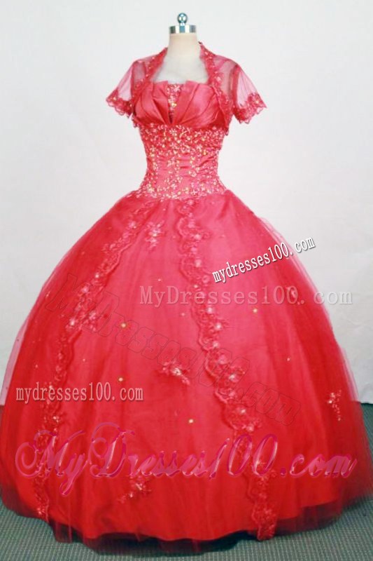 Spaghetti Straps and Bateau Ball Gown Quinceanera Dresses in Red